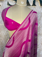 Purple n Wine With Silver Zari Semi Chiffon Saree 70