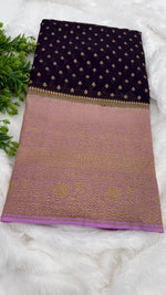 Black n Lailac Pure Khadi Georgette Saree 04