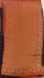 Brown n Orange Semi Silk Saree 25