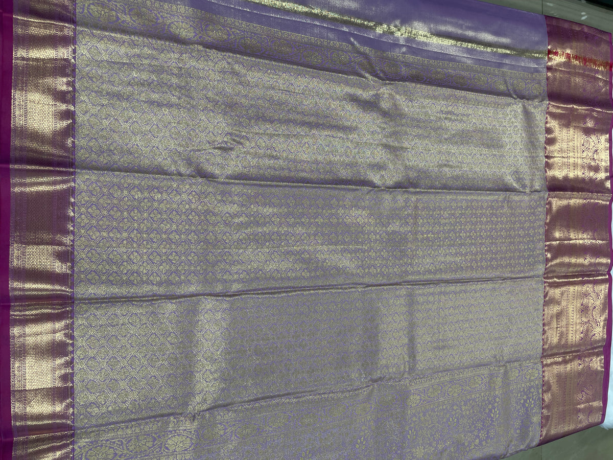 Lavender n pink Brocade Semi Kanchi Tissue Saree