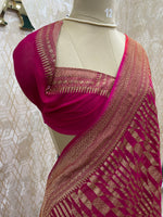 Orange n Pink Pure Khadi Georgette Saree 04