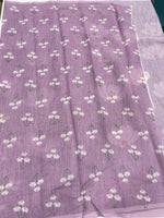 Lilac Lenin Cotton Floral Print Saree 19