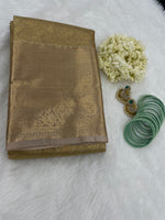 Gold n Beige Brocade Semi Kanchi Tissue Saree