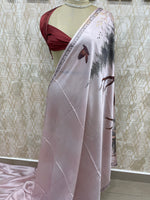 Pastel Pink Digital Print Satin Saree 41