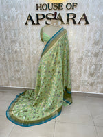 Pista Green Banarasi Georgette Saree 26