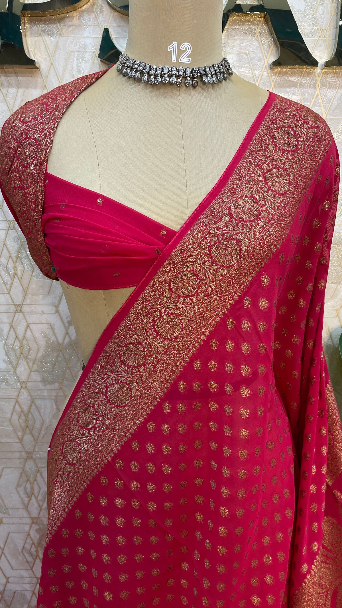 Red Banarasi Georgette Saree 96