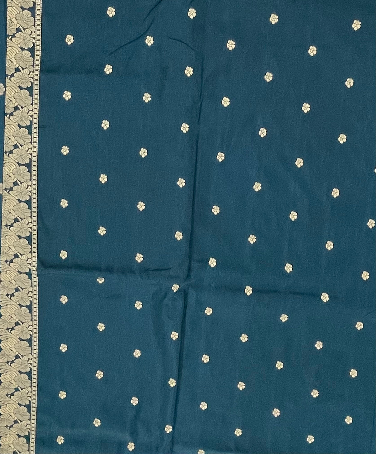 Peach Blue Banarasi Raw Silk Saree 32