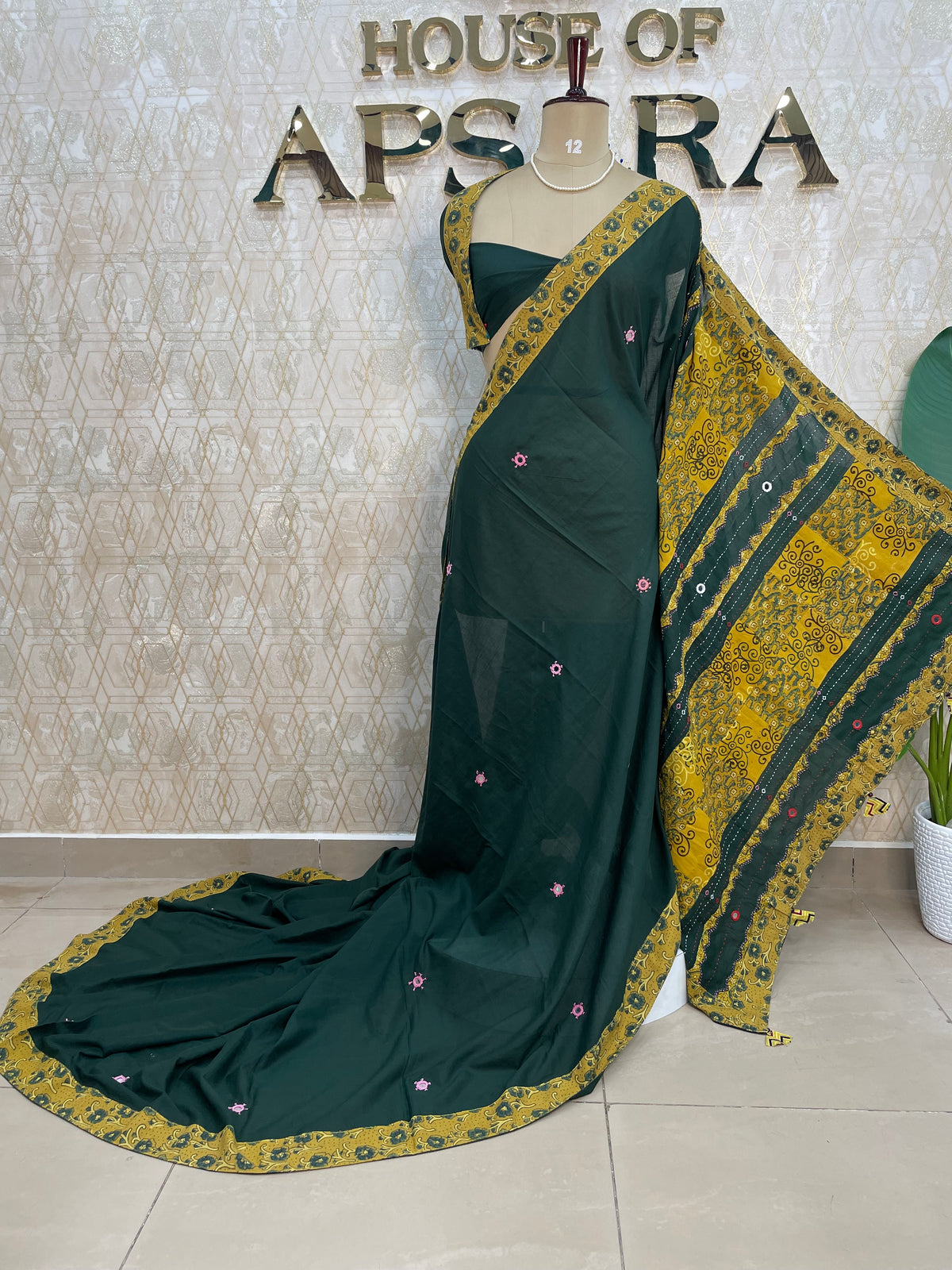Green Patchwork saree 317