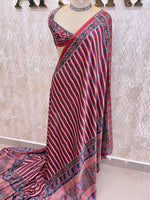Red Satin Digital Print Saree 45