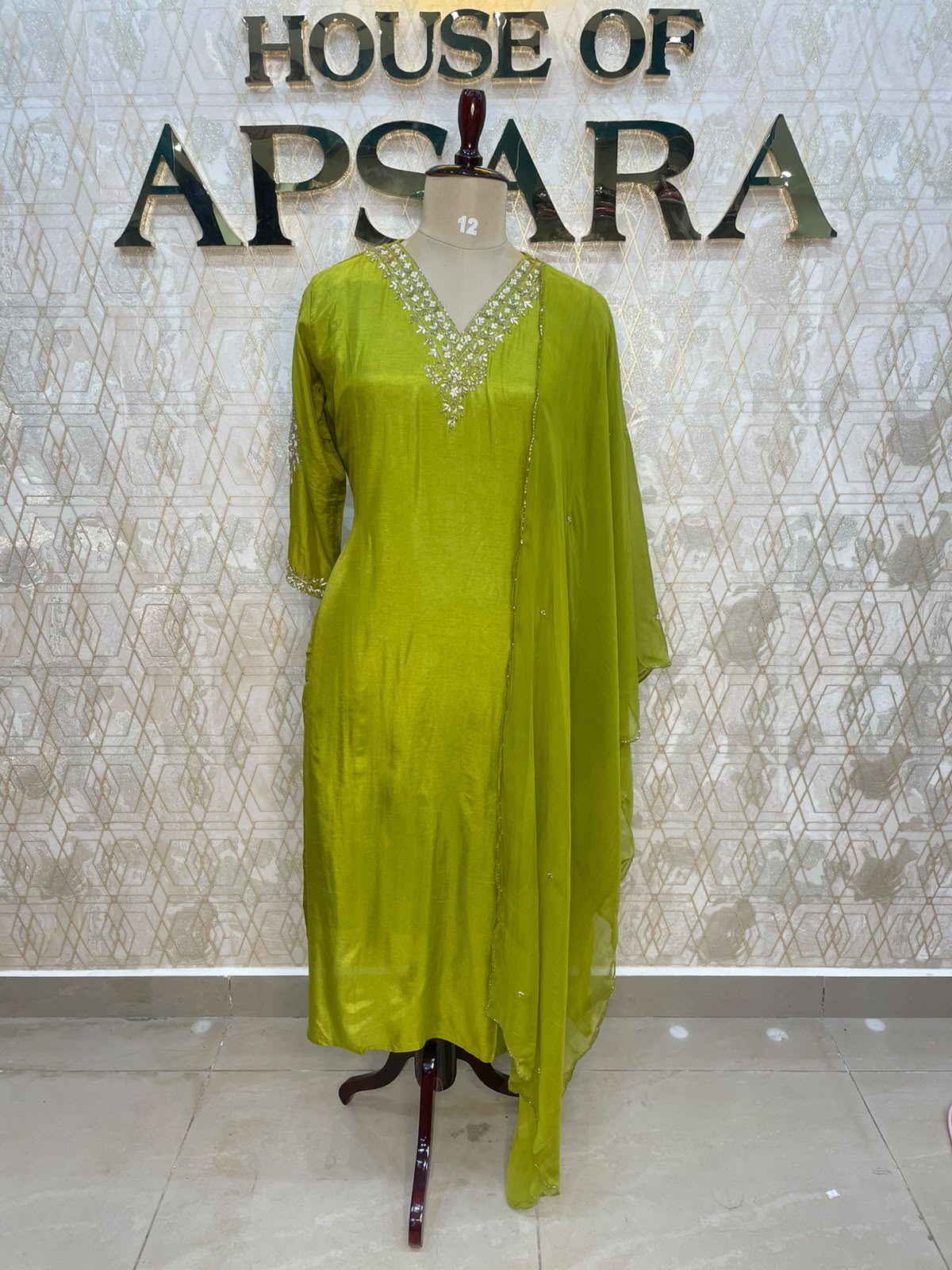 Green Mul Chanderi Straight Fit Kurtha 116