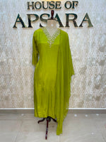 Green Mul Chanderi Straight Fit Kurtha 116