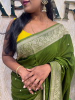 Green Banarasi Chinnon Crepe Saree 201