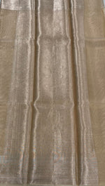 Rekhaji Cream Golden Plain Pure Tissue Saree 11