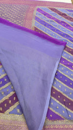 Purple n Blue Dual Shade Pure Khadi Rangkart Georgette Saree 04