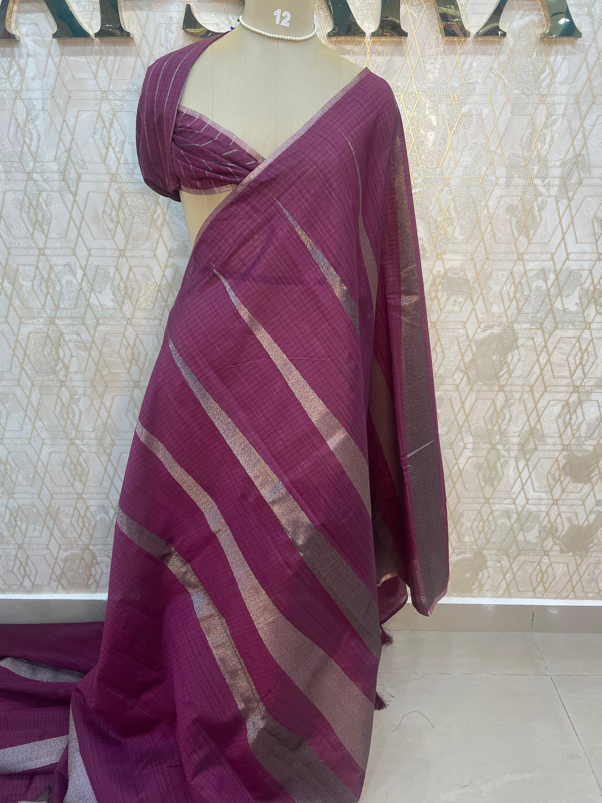 Wine Jute Lenin Saree 78