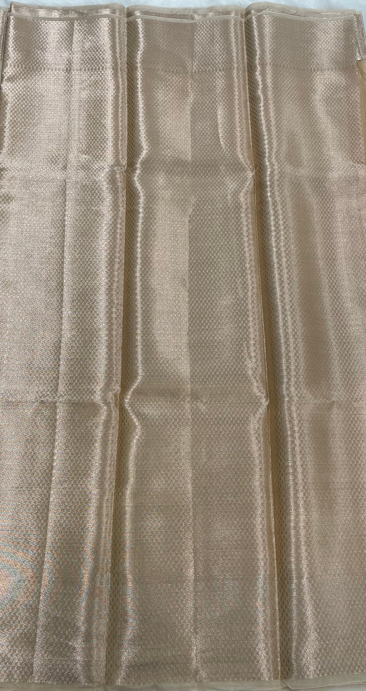 Rekhaji Cream Golden Plain Pure Tissue Saree 11