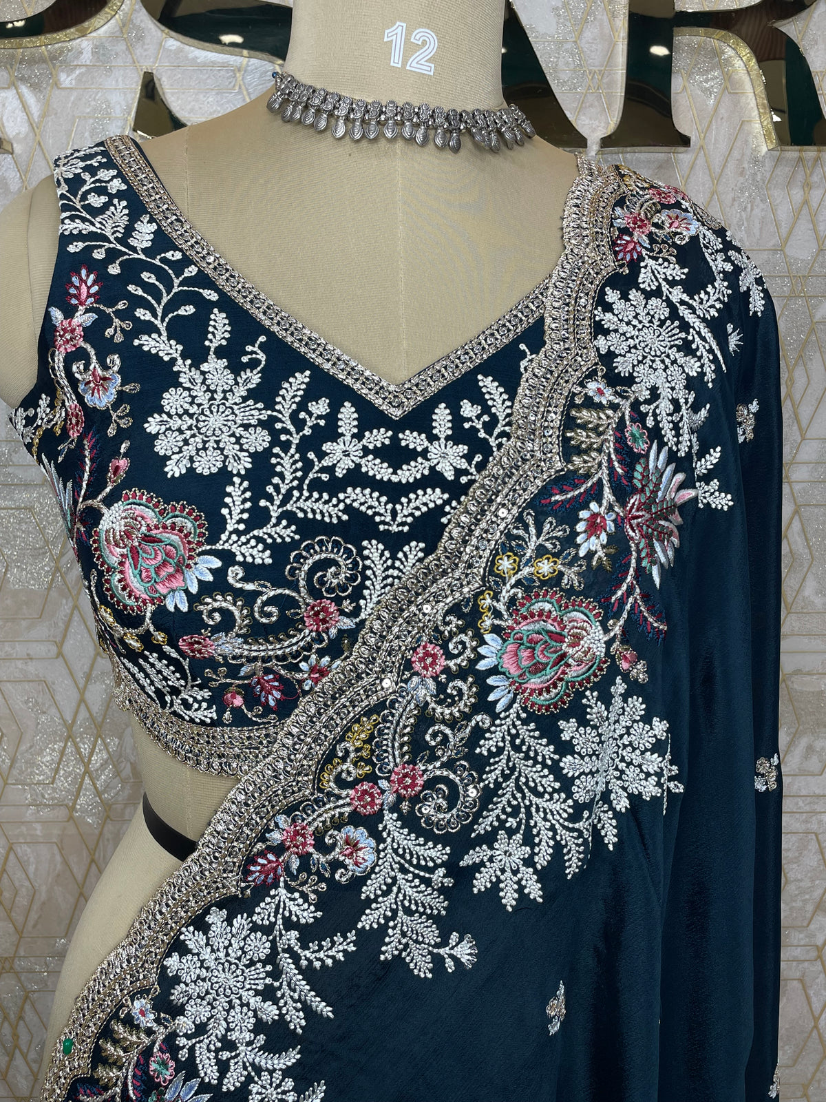 Black Handwork Stitched Blouse Designer Party Saree 55