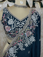 Black Handwork Stitched Blouse Designer Party Saree 55