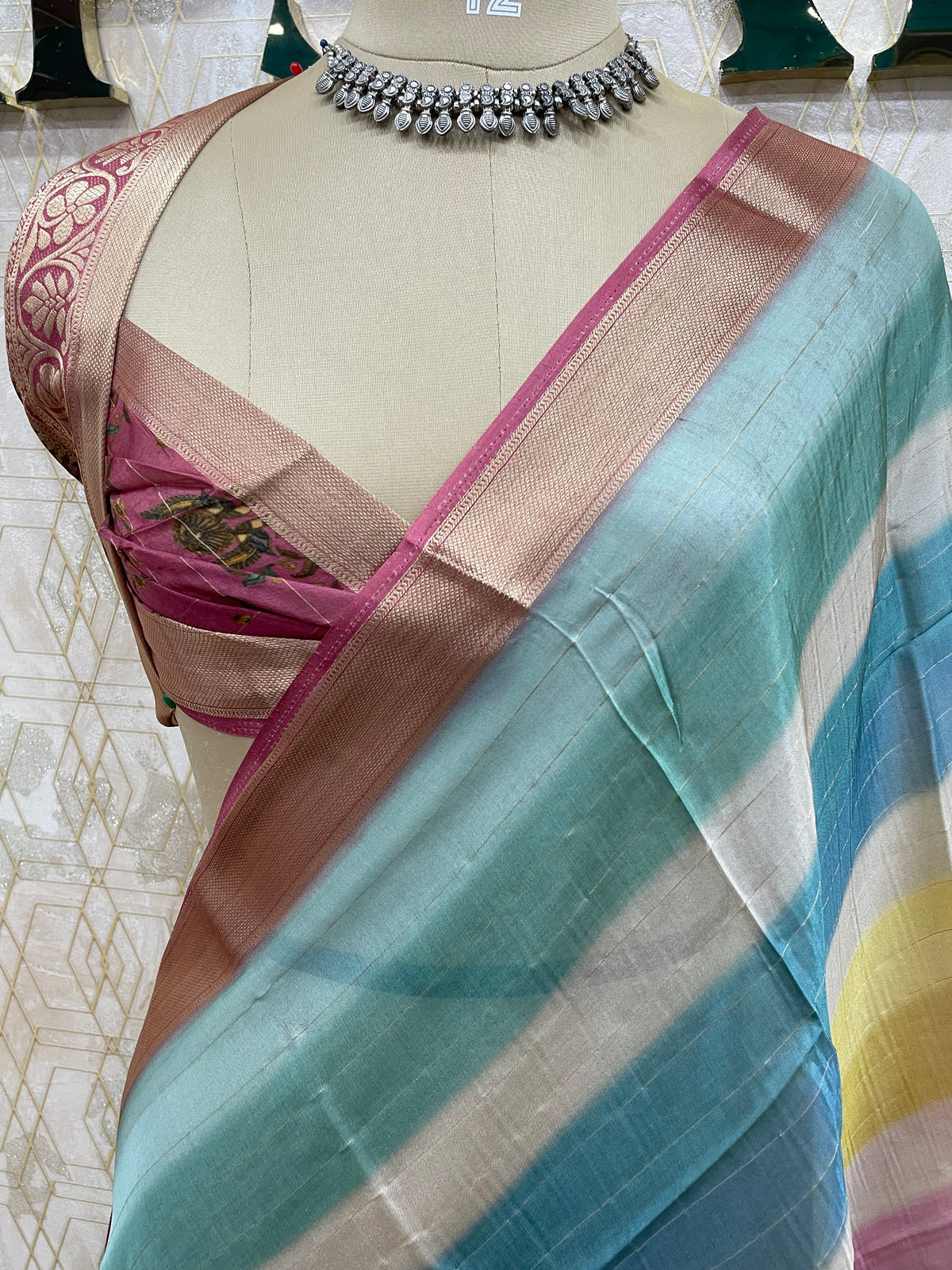 Pink Bombay Crepe Silk Saree 47