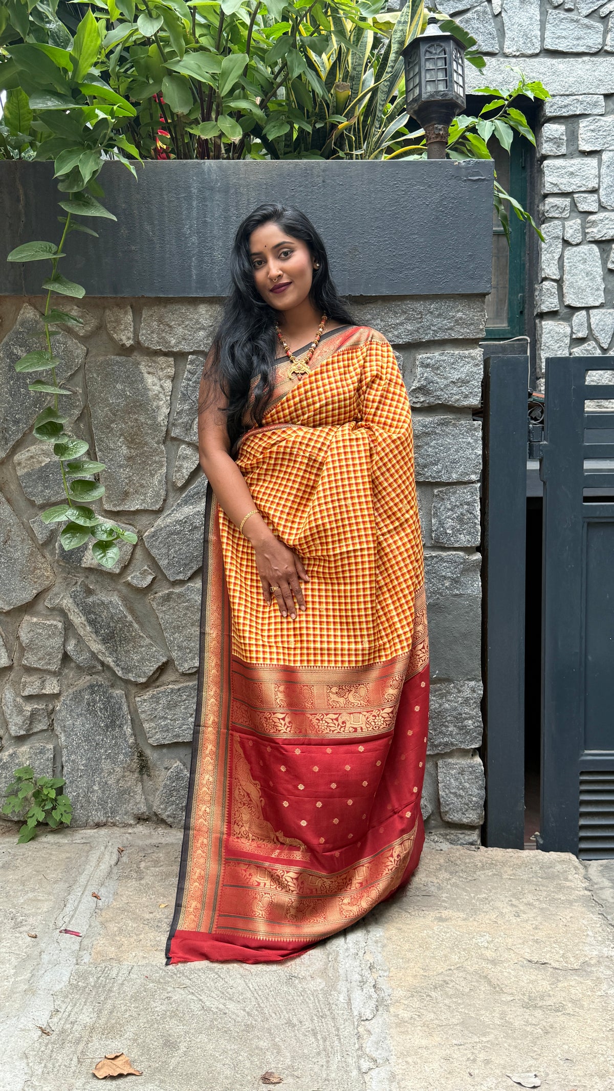 Yellow n Red Soft Silk Vintage Saree 300