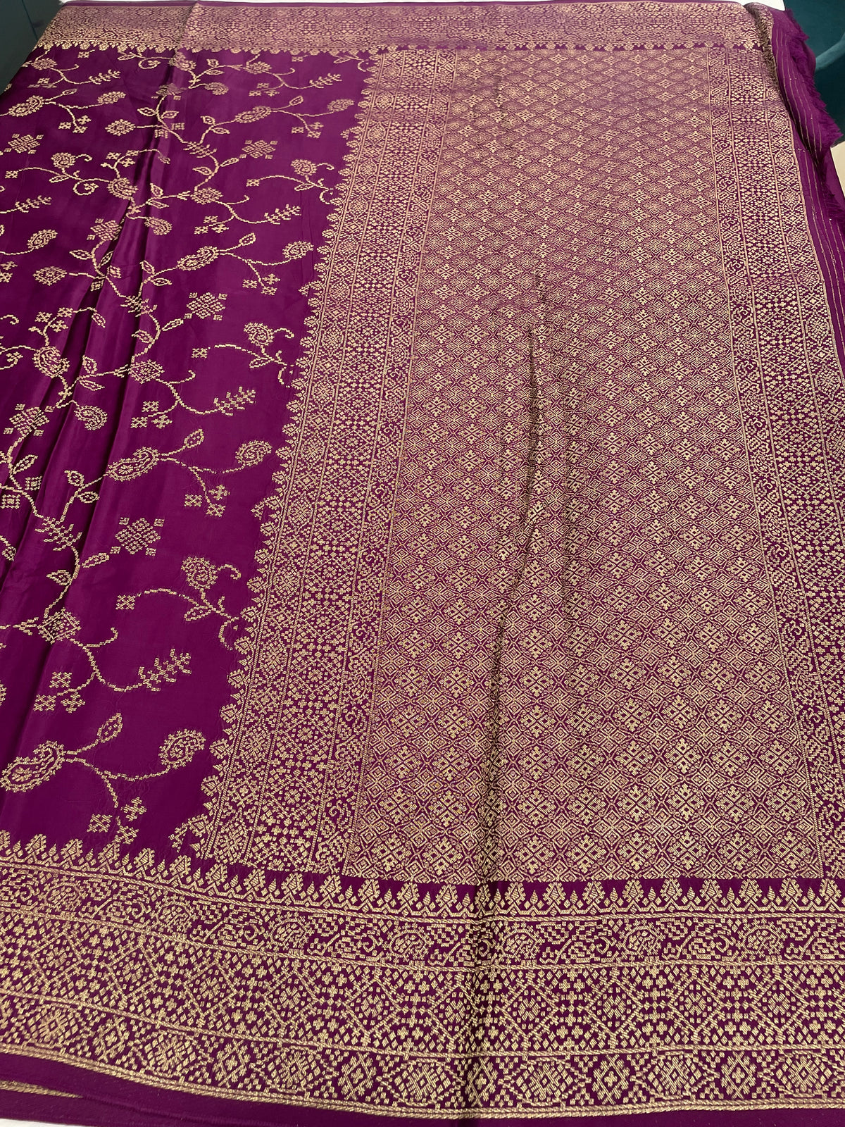 Wine Satin Mashru Silk Saree 07