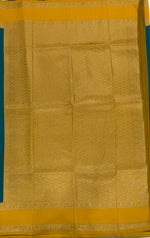 Peacock Blue n Yellow Semi Silk Saree 42