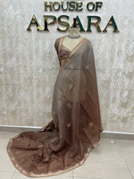 Brown n Grey Raw Silk Saree 51