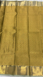 Gold n Pastel Green Brocade Semi Kanchi Tissue Saree