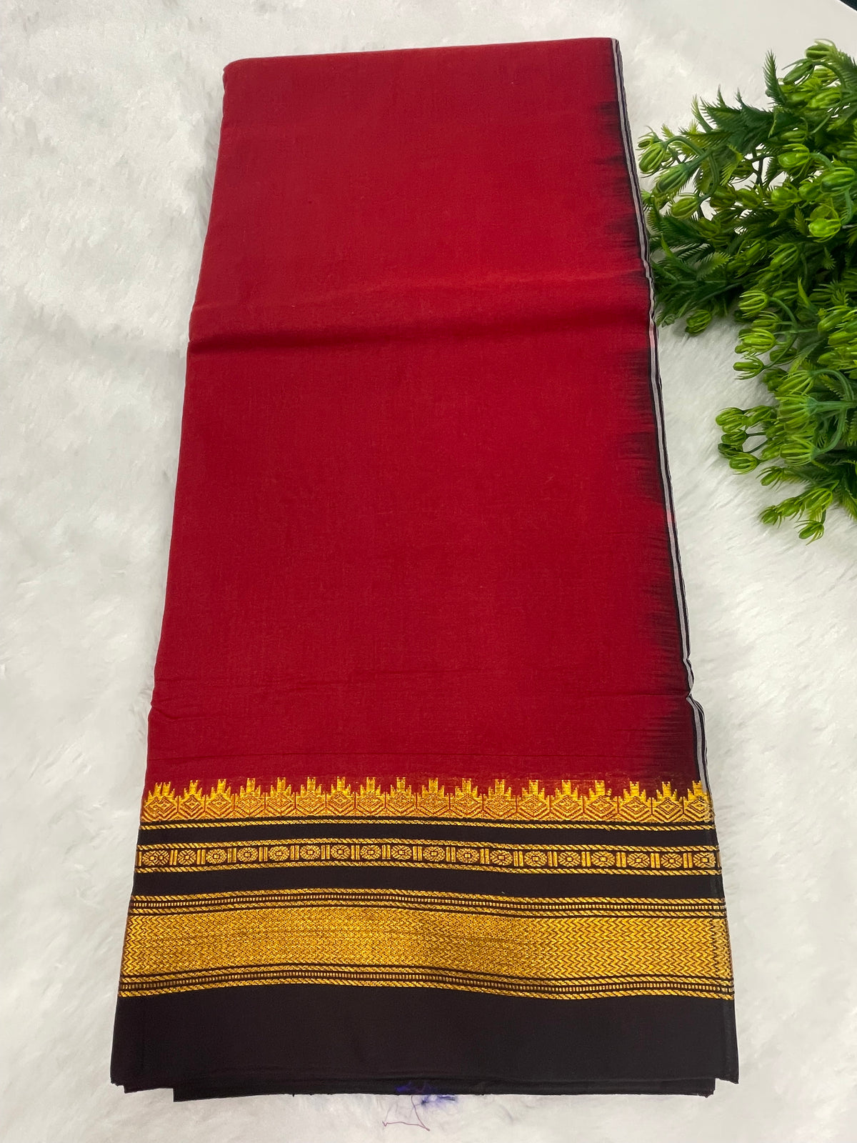 Red n Black Cotton Silk Ilkal Saree 10