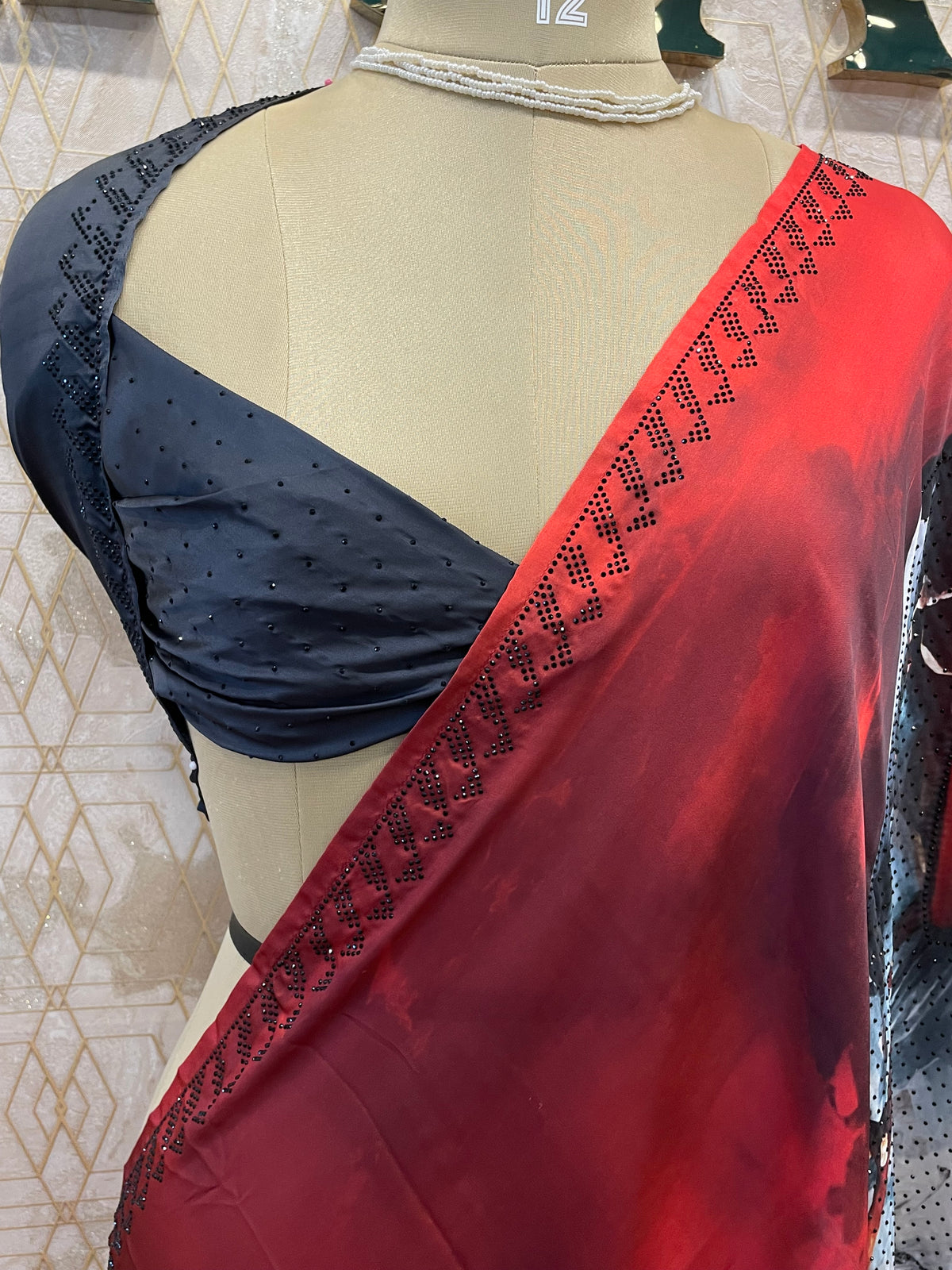 Maroon Digital Print Satin Saree 41