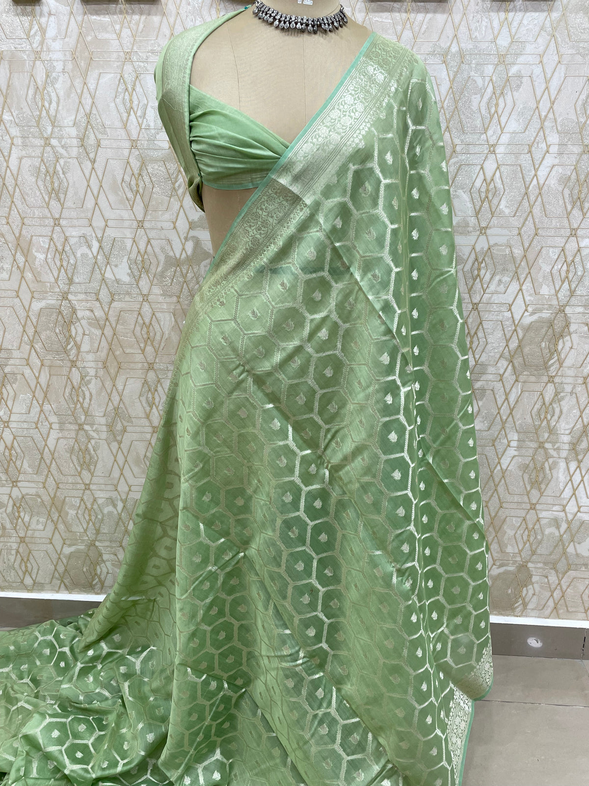 Pista Green Georgette Saree 26