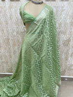 Pista Green Georgette Saree 26