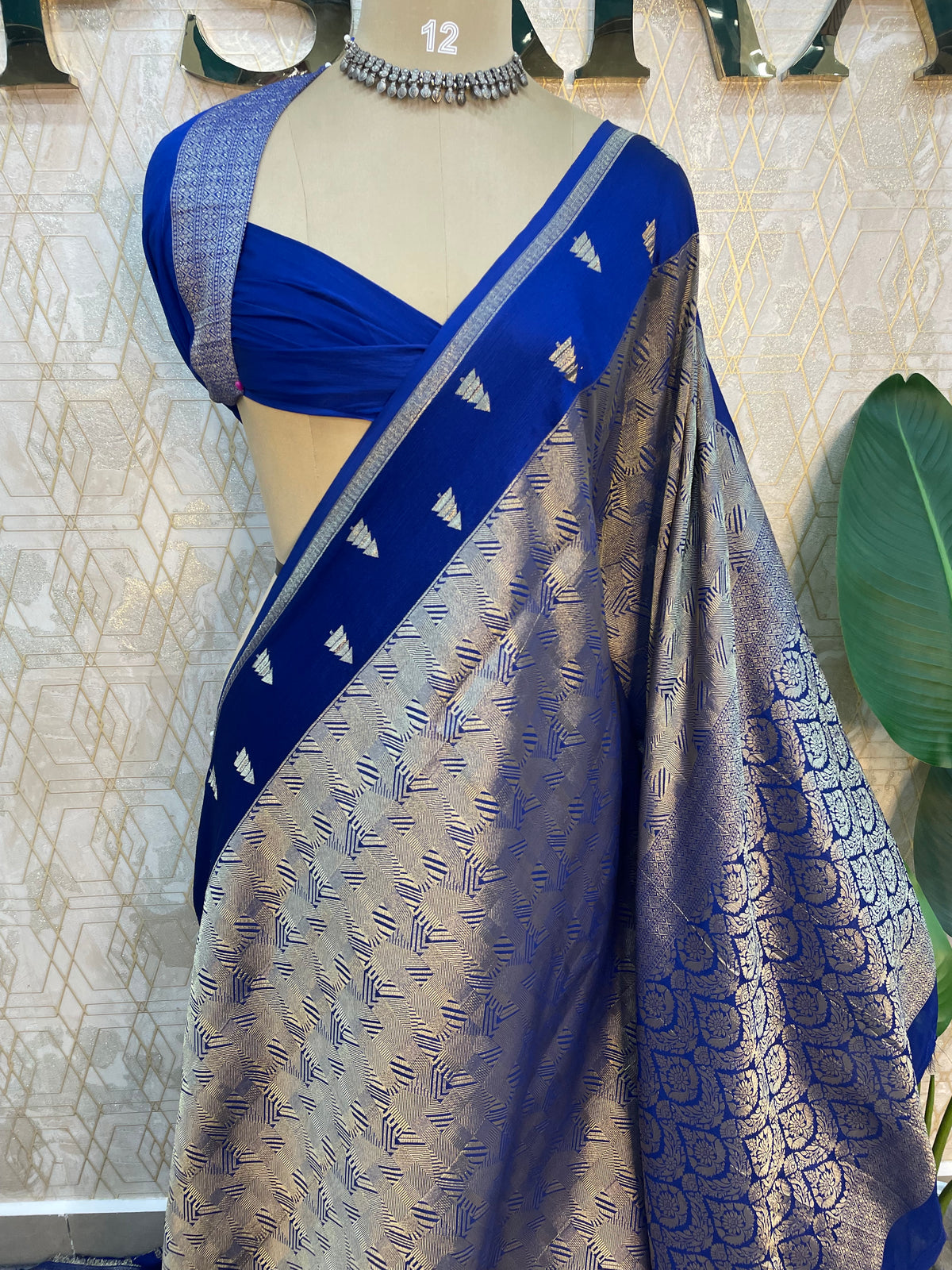 Royal Blue Chinnon Brocade Saree 106