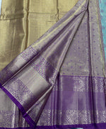 Blue n Purple Brocade Semi Kanchi Tissue Saree