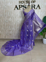 Purple Crepe Kota checks saree 309