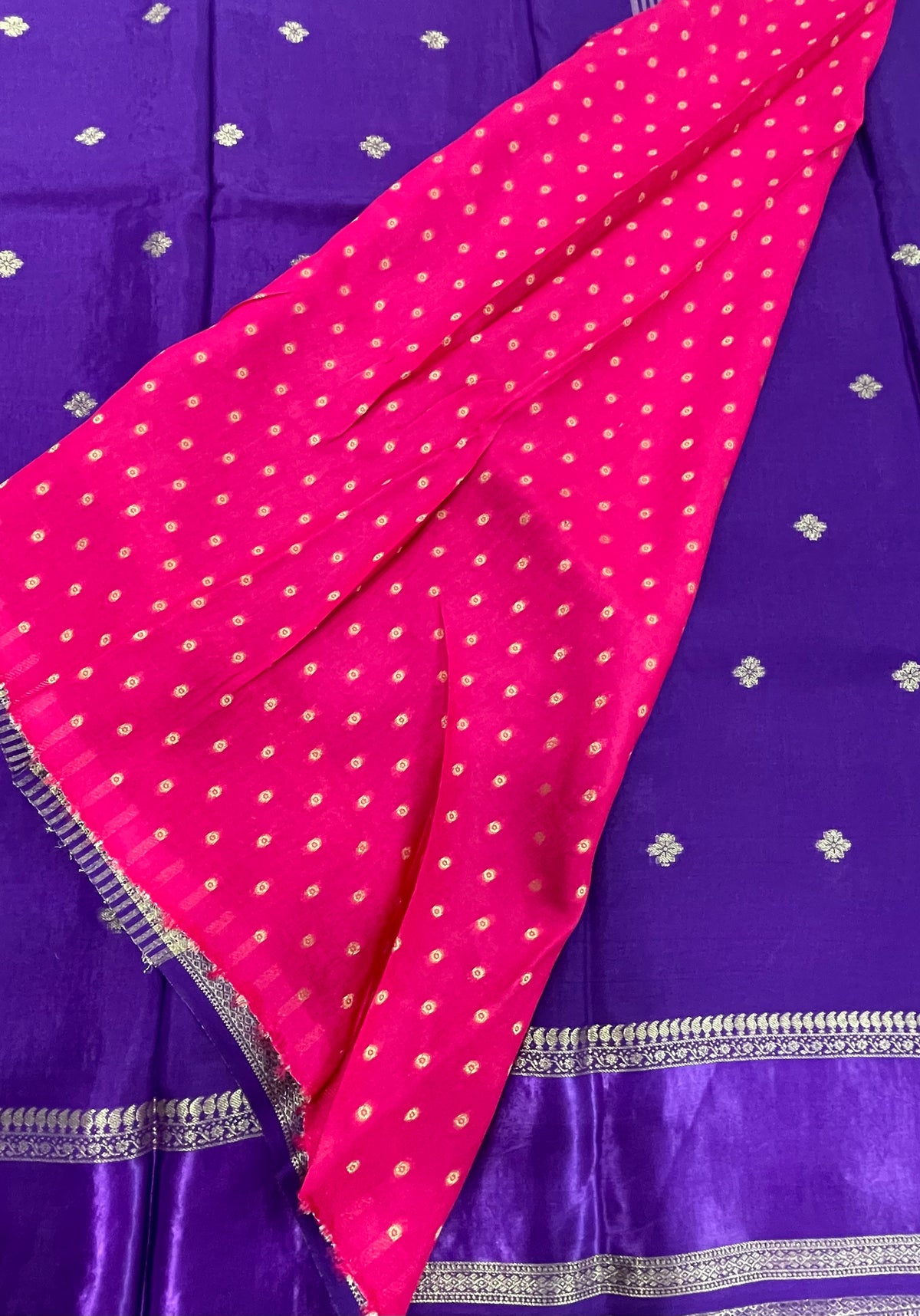 Purple Small Butta Semi Crepe Saree 34