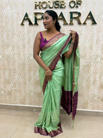 Green n Purple Tussur Crepe Sequence Work Saree 21