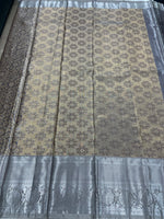 Gold n Grey Brocade Semi Kanchi Tissue Saree