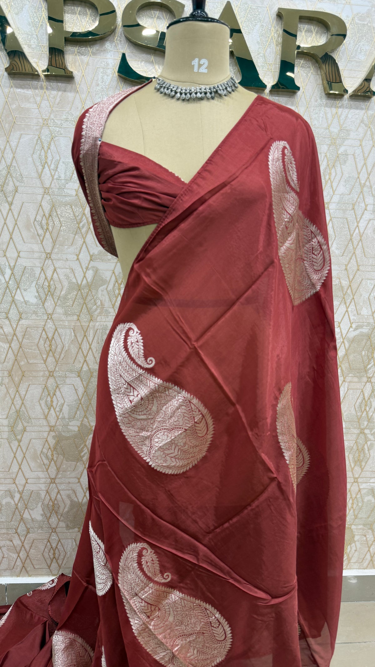 Rust Orange Dola Crepe Silk Saree 25