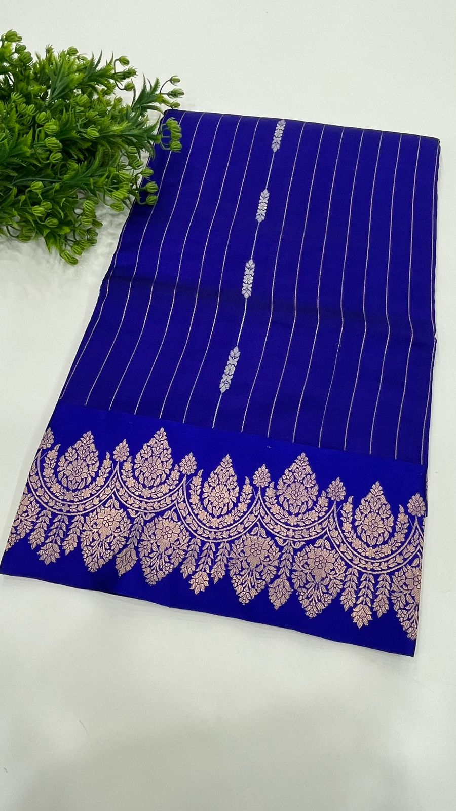 Royal Blue Pure Katan Designer saree 02