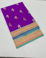 Purple Pure Kora Katan Designer saree 02