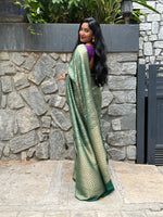 Bottle Green Meenakari Khadi Georgette Saree 26