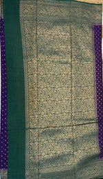 Purple n Green Banarasi Crepe Saree