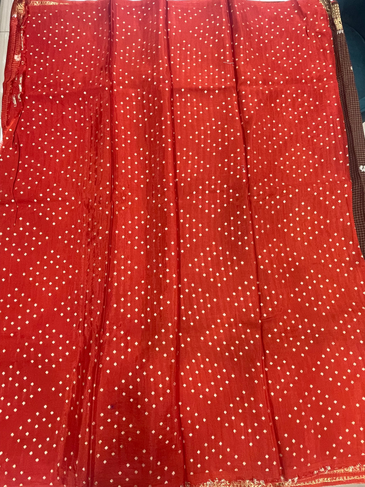 Brown n Orange Checks Cotton Silk Saree 13