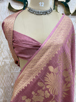Onion Pink Banarasi Raw Silk Saree 32