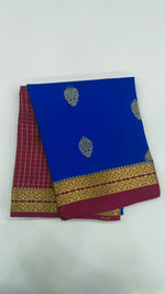 Royal Blue Big Butta Pure Mysore Silk Crepe Saree 01