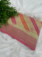 Cream n Pink Dual Shade Pure Khadi Rangkart Georgette Saree 04