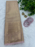 Gold n Pastel Pink Brocade Semi Kanchi Tissue Saree
