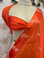 Orange Banarasi Raw Mango Silk Saree 32