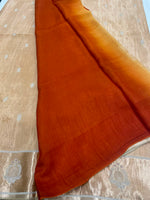 Cream n Orange Matka Silk with Satin Border Saree 14